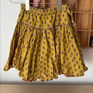 Pink Chicken Girls 100% Cotton Yellow Floral Block Print Skirt